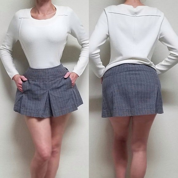 Vintage 90s-Y2K American Eagle Outfitters Houndstooth Plaid Extra Mini Skirt 14 - Picture 1 of 12
